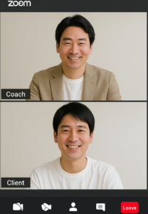 Zoomセッション中のコーチとクライアント