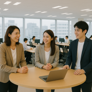 上司が部下に声掛け中の画像