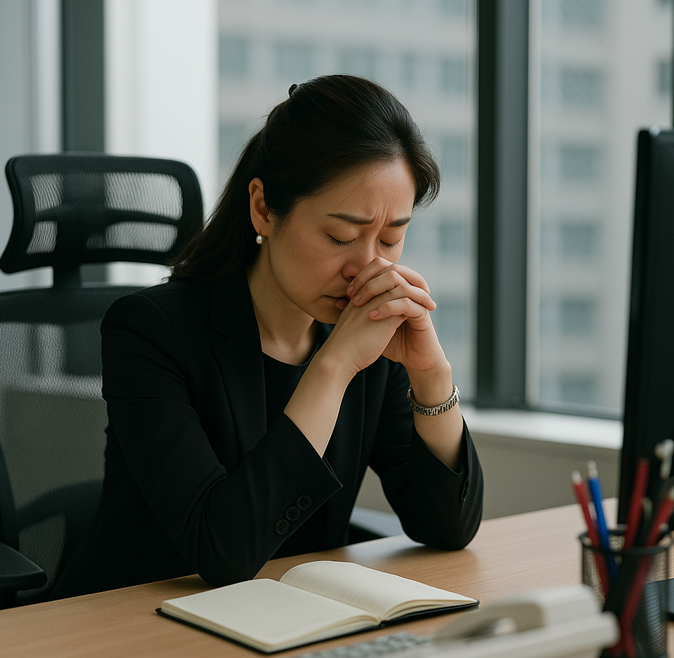 女性、管理職マネジャー、1人、悩み中。コーチングを受けたいと思っておるけどまだ自覚がない様子
