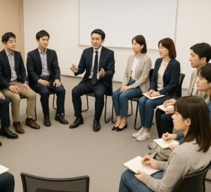 講師を交えた若手管理職昇格者研修の画像