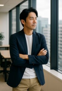 イケメンビジネスパーソンが者思いにふけっている