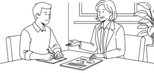 上司が部下に向き合って対話。チャレンジを促す